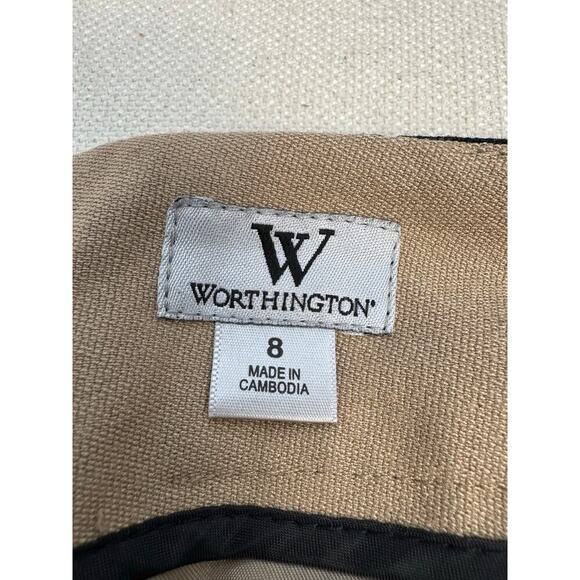 Y2K Beige Stretch Neutral Classic Slim Fit Straight Pencil Womens Skirt Size 8 - Picture 5 of 6